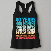 40 Years Of Being Awesome 40th Birthday Time Breakdown Womens Tank Top