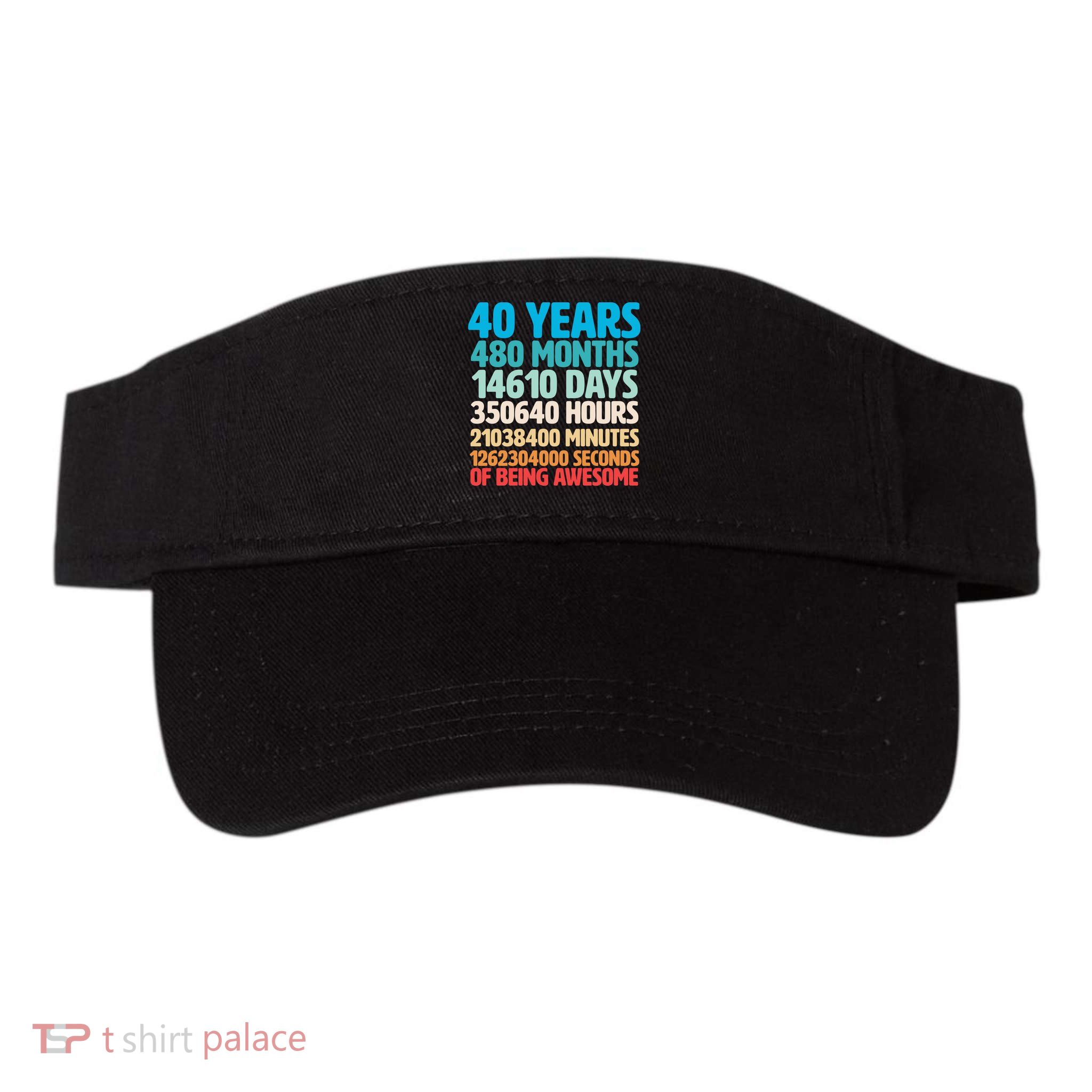 40 Years Of Being Awesome 40th Birthday Time Breakdown Visor