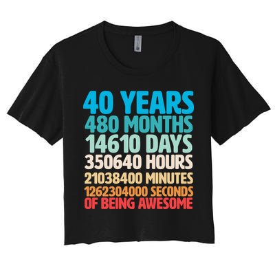 40 Years Of Being Awesome 40th Birthday Time Breakdown Crop Top