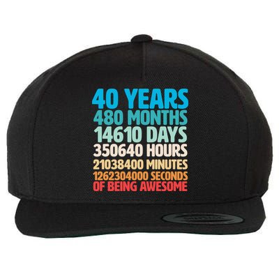 40 Years Of Being Awesome 40th Birthday Time Breakdown Wool Snapback Cap