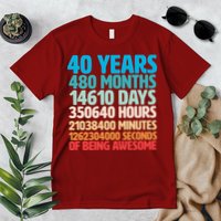 40 Years Of Being Awesome 40th Birthday Time Breakdown Premium T-Shirt