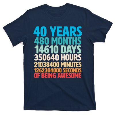 40 Years Of Being Awesome 40th Birthday Time Breakdown T-Shirt