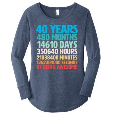 40 Years Of Being Awesome 40th Birthday Time Breakdown Women's Perfect Tri Tunic Long Sleeve Shirt