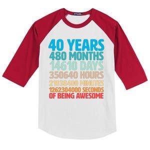 40 Years Of Being Awesome 40th Birthday Time Breakdown Kids Colorblock Raglan Jersey