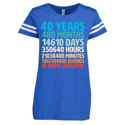 40 Years Of Being Awesome 40th Birthday Time Breakdown Enza Ladies Jersey Football T-Shirt