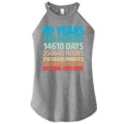 40 Years Of Being Awesome 40th Birthday Time Breakdown Women’s Perfect Tri Rocker Tank