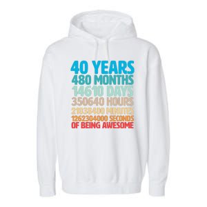 40 Years Of Being Awesome 40th Birthday Time Breakdown Garment-Dyed Fleece Hoodie