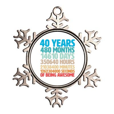 40 Years Of Being Awesome 40th Birthday Time Breakdown Metallic Star Ornament