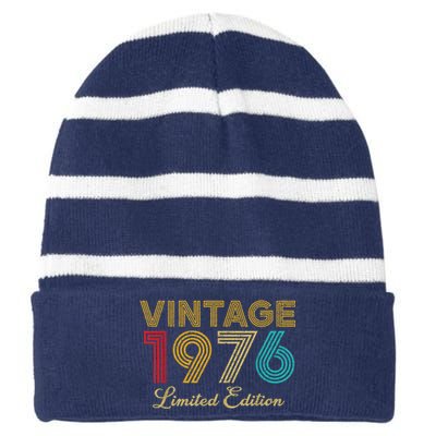 47 Years Old Vintage 1976 Limited Edition 47th Birthday Striped Beanie with Solid Band