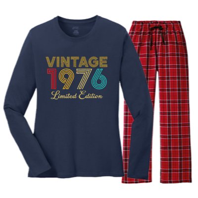 47 Years Old Vintage 1976 Limited Edition 47th Birthday Women's Long Sleeve Flannel Pajama Set 