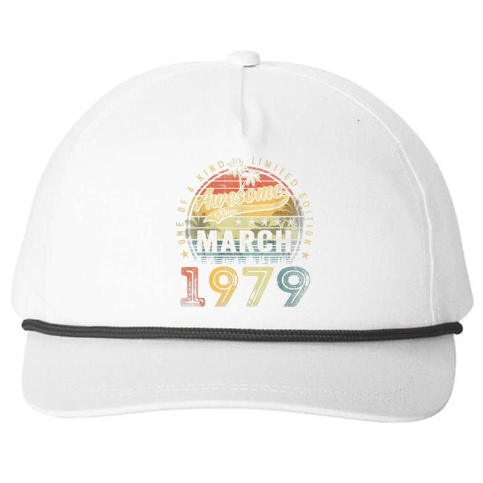 44 Year Old Awesome Since March 1979 44th Birthday Snapback Five-Panel Rope Hat