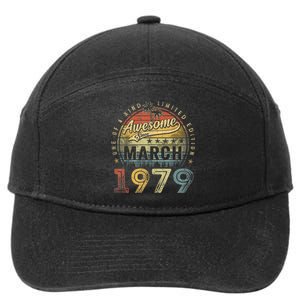 44 Year Old Awesome Since March 1979 44th Birthday 7-Panel Snapback Hat