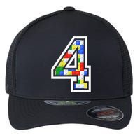 4 Year Old 4th Birthday Master Builder Block Building Brick Flexfit Unipanel Trucker Cap