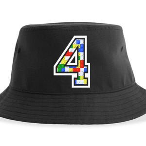 4 Year Old 4th Birthday Master Builder Block Building Brick Sustainable Bucket Hat