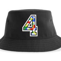 4 Year Old 4th Birthday Master Builder Block Building Brick Sustainable Bucket Hat