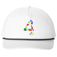 4 Year Old 4th Birthday Master Builder Block Building Brick Snapback Five-Panel Rope Hat