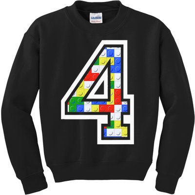 4 Year Old 4th Birthday Master Builder Block Building Brick Kids Sweatshirt