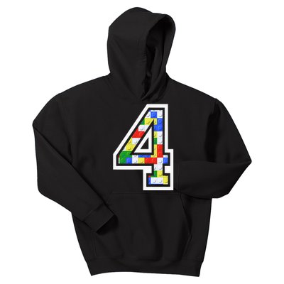 4 Year Old 4th Birthday Master Builder Block Building Brick Kids Hoodie