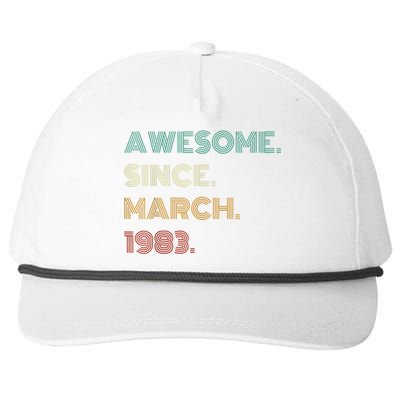 40 Years Old Awesome Since March 1983 40th Birthday Snapback Five-Panel Rope Hat