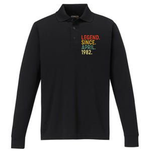 41 Year Old Legend Since April 1982 41st Birthday Performance Long Sleeve Polo