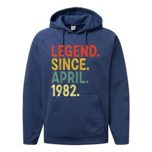 41 Year Old Legend Since April 1982 41st Birthday Performance Fleece Hoodie