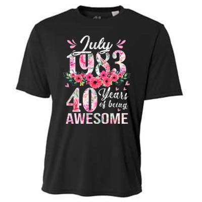 40 Year Old Made In July 1983 Floral 40th Birthday Gifts Cooling Performance Crew T-Shirt