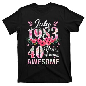 40 Year Old Made In July 1983 Floral 40th Birthday Gifts T-Shirt