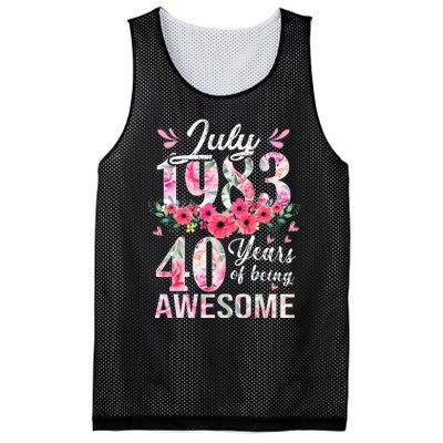 40 Year Old Made In July 1983 Floral 40th Birthday Gifts Mesh Reversible Basketball Jersey Tank