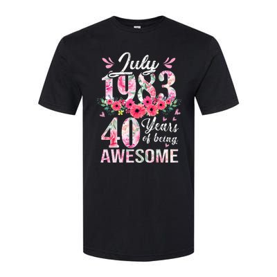 40 Year Old Made In July 1983 Floral 40th Birthday Gifts Softstyle® CVC T-Shirt