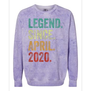 4 Years Old Legend Since April 2020 4th Birthday Colorblast Crewneck Sweatshirt