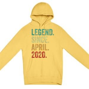 4 Years Old Legend Since April 2020 4th Birthday Premium Pullover Hoodie