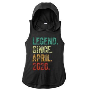 4 Years Old Legend Since April 2020 4th Birthday Ladies PosiCharge Tri-Blend Wicking Draft Hoodie Tank