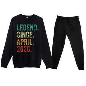 4 Years Old Legend Since April 2020 4th Birthday Premium Crewneck Sweatsuit Set