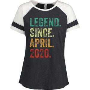 4 Years Old Legend Since April 2020 4th Birthday Enza Ladies Jersey Colorblock Tee