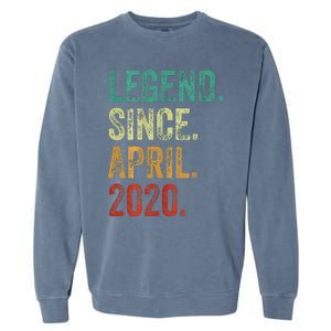 4 Years Old Legend Since April 2020 4th Birthday Garment-Dyed Sweatshirt