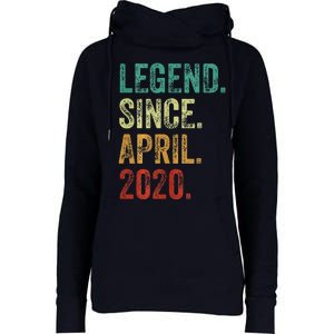 4 Years Old Legend Since April 2020 4th Birthday Womens Funnel Neck Pullover Hood