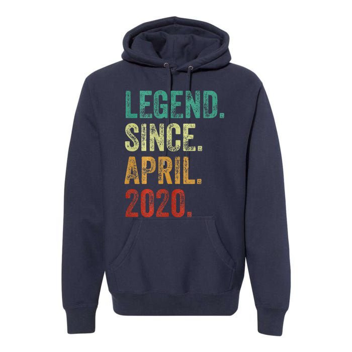 4 Years Old Legend Since April 2020 4th Birthday Premium Hoodie