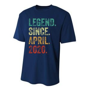 4 Years Old Legend Since April 2020 4th Birthday Performance Sprint T-Shirt