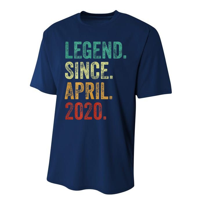 4 Years Old Legend Since April 2020 4th Birthday Performance Sprint T-Shirt