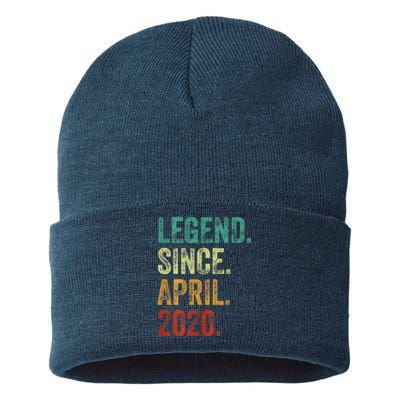 4 Years Old Legend Since April 2020 4th Birthday Sustainable Knit Beanie