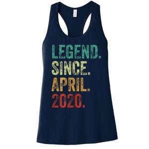 4 Years Old Legend Since April 2020 4th Birthday Women's Racerback Tank