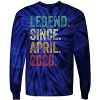 4 Years Old Legend Since April 2020 4th Birthday Tie-Dye Long Sleeve Shirt