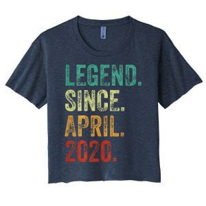 4 Years Old Legend Since April 2020 4th Birthday Women's Crop Top Tee