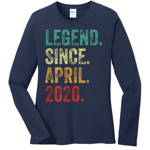 4 Years Old Legend Since April 2020 4th Birthday Ladies Long Sleeve Shirt