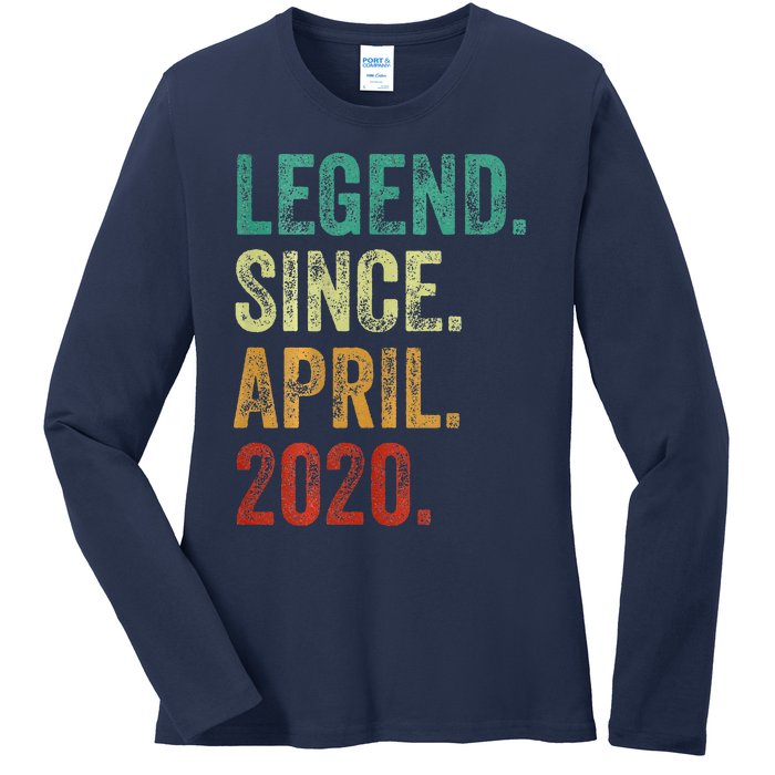 4 Years Old Legend Since April 2020 4th Birthday Ladies Long Sleeve Shirt