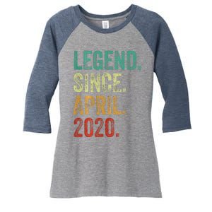 4 Years Old Legend Since April 2020 4th Birthday Women's Tri-Blend 3/4-Sleeve Raglan Shirt