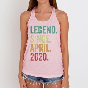 4 Years Old Legend Since April 2020 4th Birthday Women's Knotted Racerback Tank