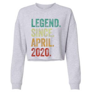 4 Years Old Legend Since April 2020 4th Birthday Cropped Pullover Crew