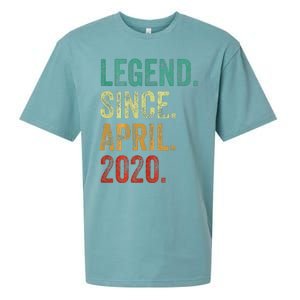 4 Years Old Legend Since April 2020 4th Birthday Sueded Cloud Jersey T-Shirt