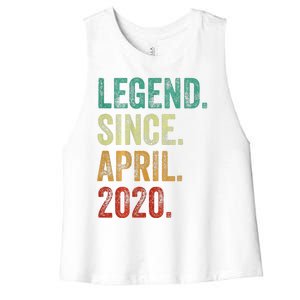 4 Years Old Legend Since April 2020 4th Birthday Women's Racerback Cropped Tank